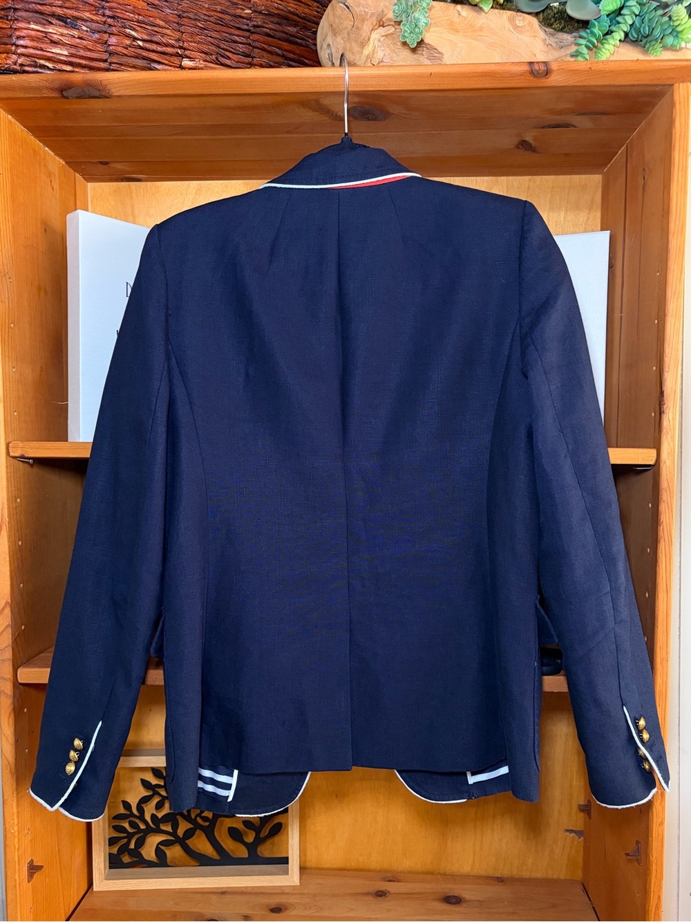 J.Crew Rhodes Linen Navy Blue Blazer Size 8 Preppy Nautical Vacation - Picture 4 of 7